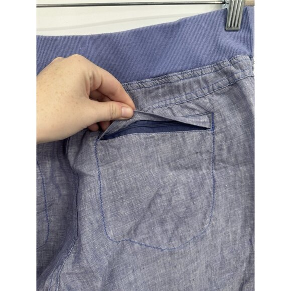 Road & Co Flip Top Lithe Linen Pant Women 14 Blue Minimalist Beach Coastal - Picture 7 of 10